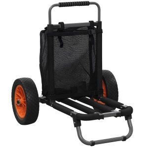 Carucior de plaja pliabil, carucior de plaja din aluminiu cu roti mari de 30 cm pentru orice teren si maner telescopic, utilizare in gradina pentru cumparaturi in camping