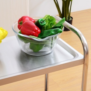 Carucior Pentru Bauturi Racoritoare de Bucatarie 2 Rafturi in Otel Inox 71x41x81cm - Img 8