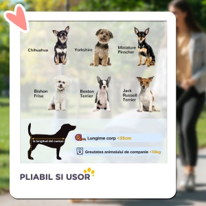 Cărucior Pliant pentru Câini cu Suport pentru Pahare, Coș de Depozitare și 3 Ferestre, 75x46x94 cm, Maro - Img 4