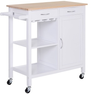 Carut Bucatarie Lemn – 88,5×40×86 cm, Design Clasic cu 2 Sertare - Img 1