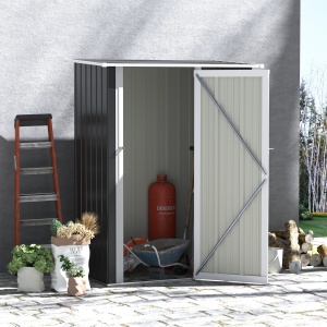 Casă de Depozitare Unelte Grădină, Șopron Metalic Rezistent la Intemperii, Spațiu Depozitare pentru Gardină și Instrumente, 142×84×189 cm - Img 2