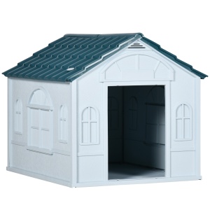 Casa din plastic pentru caini de talie mare, cu protectie pentru orice vreme, albastru, 65 x 75.7 x 63 cm; - Img 1
