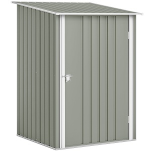 Căsuță de Grădină 0.92m² din Oțel Galvanizat, Depozit pentru Unelte cu Ușă Batantă și Sistem de Blocare, Acoperiș Înclinat, 100x104x160 cm, Gri Deschis