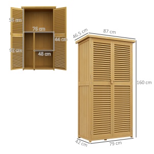 Casuta de Gradina cu Acoperis Impermeabil, pentru Depozitarea Uneltelor, 87x46.5x160 cm, Galben - Img 3