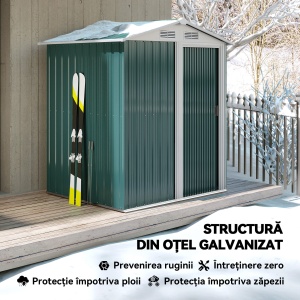 Căsuță de Grădină cu Acoperiș Înclinat, 152x132x188 cm, Verde - Img 4