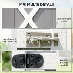 Casuta Lemn 75×56×115 cm – Depozitare Unelte cu Acoperis Impermeabil - Img 6