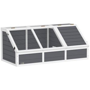 Căsuță pentru Țestoase fără Paviment cu Panel Detașabil și 2 Spații Separate, 120x55x50 cm, Gri - Img 1