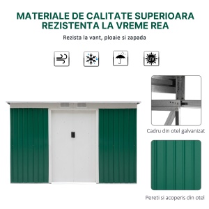 casuta pentru unelte gradina, 277x130x173cm, verde - Img 6