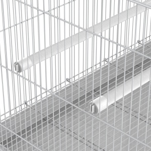 Colivie pentru Pasari din Metal cu Stinghii, Boluri pentru Mancare si Maner, 60x41x41cm, Alb - Img 9