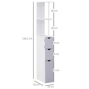 Coloana Baie 15×33×140 cm – Alb & Gri, Spatiu Vertical Compact - Img 3