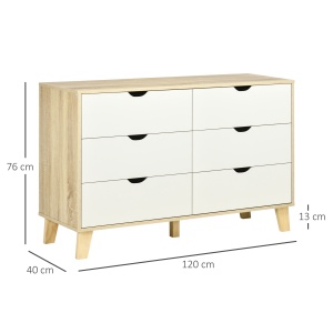 Comoda 6 Sertare 120×40×76 cm Natur - Img 3