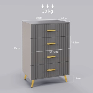 Comoda Moderna – 4 Sertare, 60×40×90 cm, Gri inchis - Img 3