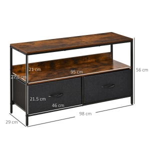 comoda TV stil industrial 98x29x56cm, maro si negru - Img 3