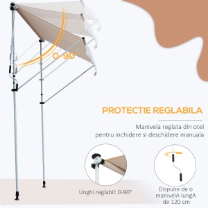 Copertina cu manivela, cadru telescopic si unghi reglabil, crem - Img 6