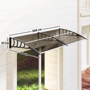 Copertina de exterior pentru ferestre si usi, din policarbonat si aluminiu, 200x96x27cm – maro - Img 3