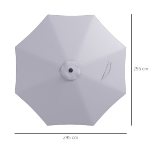 Copertina de Rezerva pentru Umbrela, cu Priza de Aer, Rezistenta la UV si Apa, Ø295 cm, Gri - Img 3
