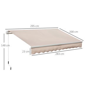 Copertină Extensibilă pentru Exterior, Copertină Roll-Up cu Deschidere Manivelă, 295x200 cm, Bej - Img 3