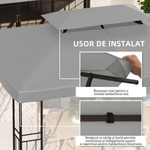 Copertina pentru cort 4x3 m cu 2 niveluri, gri deschis - Img 5