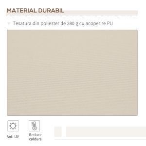 Copertină pentru Exterior, Copertină Rulantă pentru Uși și Ferestre cu Deschidere cu Manivelă, 360x250 cm, Cremă - Img 4