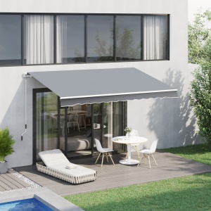 Copertina pentru soare tip rulou reglare cu manivela, din aluminiu si poliester, 295x245cm, gri - Img 2
