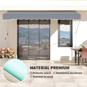 Copertină Retractabilă cu Braț Pliabil, 400x120 cm, Gri Închis - Img 4