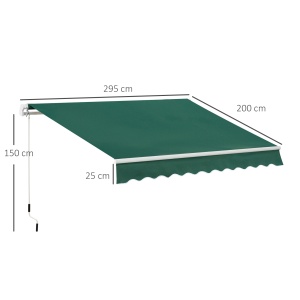 Copertină Retractabilă Manuală pentru Verandă, 3x2 m, Verde - Img 3