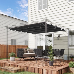 Copertina retractabila pentru pergola, Copertina de rezerva din material textil pentru pergola de 3 x 3 (m), gri inchis - Img 2