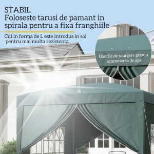Cort impermeabil 3x3 m pentru gradina, din Oxford, Verde - Img 5