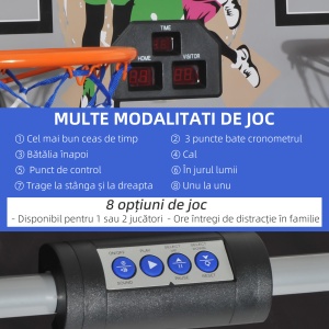 Coș de Baschet cu Panou LED, Pompă, 2 Coșuri, 4 Mingi și 8 Moduri de Joc, 205x110x205 cm, Negru - Img 4