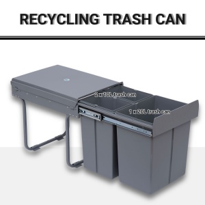 Cos Gunoi Ecologic 40L – 3 Compartimente Separate, Gri - Img 4