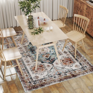 Covor Vintage Antiderapant și Lavabil cu Fir Scurt 230x160cm Multicolor - Img 8