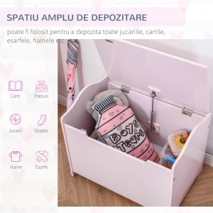 Cufar Jucarii din Lemn cu Capac Amortizat 60x40x48cm - Img 4