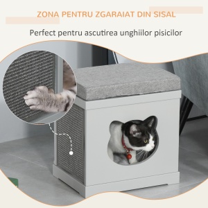 culcus din lemn pentru pisici 41x30x36 cm gri - Img 6