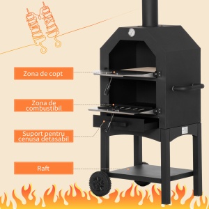 Cuptor Pizza & Gratar Carbuni 64×54×160 cm – Inox pentru Exterior - Img 5