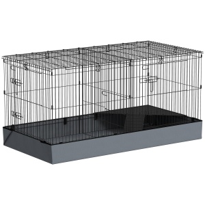 Cușcă 2-în-1 pentru Porcușori de Guineea, Cușcă pentru Iepuri, Țarc pentru Animale cu 2 Zone Separate și Fund Impermeabil din Material Oxford - Img 1