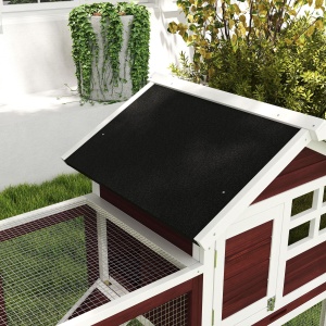 Cușcă de Exterior din Lemn cu Căsuță pentru Iepuri și Rampă, 122x62.6x92 cm, Maro și Alb - Img 9