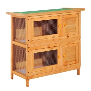 cusca de exterior pentru iepuri, lemn brad 90x45x90cm - Img 1