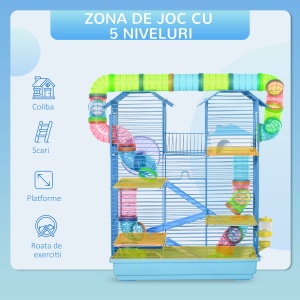 Cusca Hamsteri 5 Etaje – Albastra cu Accesorii Incluse - Img 4