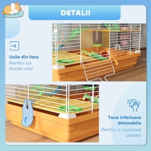 Cușcă pentru Hamsteri pe 5 Nivele cu Tuburi și Roată din Metal și Plastic Albastru - Img 7