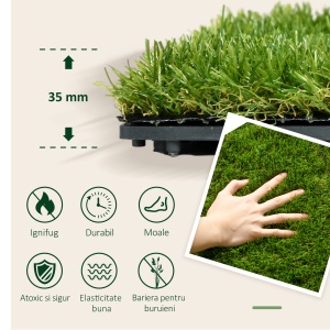 Dale pentru Gradina cu Iarba Sintetica 30x30cm 10 Bucati, Gazon Artificial Realist, Densitate 6500 Verde - Img 4