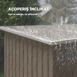 Depozit de Grădină din Oțel cu 2 Ventilații și 2 Uși Glisante, 280x130x172 cm, Maro Lemn - Img 7