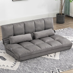 Divan de Podea 2 în 1 cu Spătar Reglabil în 7 Niveluri și Perne, 130x73x60 cm, Gri Carbonizat - Img 8