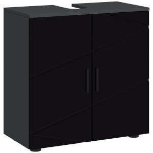 Dulap Baie 60×30×60 cm cu doua usi si polita reglabila - Negru - Img 1