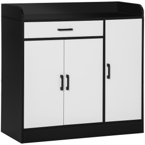 Dulap de bucătărie modern cu 2 dulapuri, 1 sertar și rafturi reglabile, 90×40×90 cm, alb-negru - Img 1