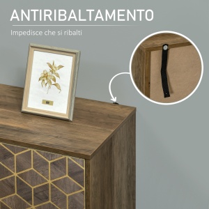 Dulap de decor modern , bufet de depozitare cu 2 usi si picioare din otel auriu, pentru living, sufragerie - Img 6