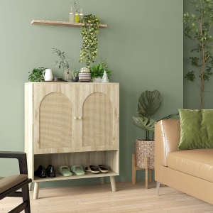 Dulap de depozitare Boho cu uși decorative din ratan - Img 2