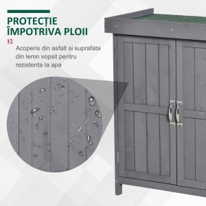 Dulap Gradina 74×43×88 cm – Lemn cu Rafturi & Acoperis Rabatabil - Img 4