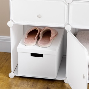 Dulap Haine Dulap Pantofi Modular din Plastic 6 Cuburi Alb, 75x37x73cm - Img 9