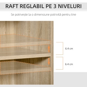 Dulap Imprimantă Birou Multifuncțional 80x40x72 cm, Dulap Joasă cu Sertare, Rafturi, 4 Roți, Culoare Stejar - Img 4