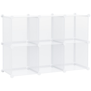 Dulap interior modular pentru pantofi, 6 cuburi din plastic PP, 94,5x32x162cm, transparent - Img 1